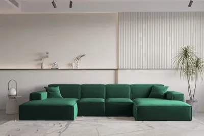 Produktbild von Wohnlandschaft U-Form CELES PREMIUM XS in Stoff Opera Velvet Grün