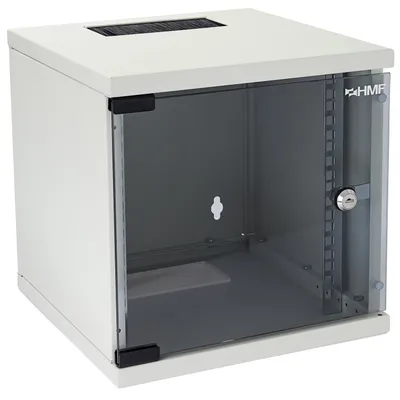 Produktbild von Serverschrank 10 Zoll, 6 HE, HMF Netzwerkschrank 31,2 x 30 x 32,7 cm, Lichtgrau