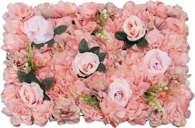 Image de 12 pièces mur de fleurs artificielles 40x60cm mur de roses panneau de fleurs artificielles mur de plantes pour le bricolage photo de mariage anniversaire fête rue accessoires de décoration de fond (rose)