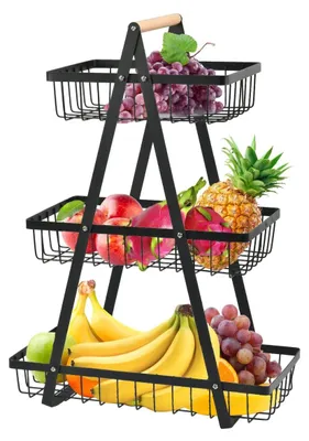 Produktbild von Omgoods – 3-stöckiger Obstkorb mit abnehmbarem Einsatz für Obst und Gemüse