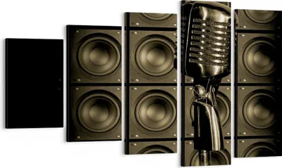 Produktbild von Bild auf Leinwand - Leinwandbild - Mikrofon Retro Singen - 100x60cm - Wand Bild - Wanddeko - Leinwanddruck - Bilder - Kunstdruck - Wanddekoration - Leinwand bilder - Wandkunst - EG100x60-0306