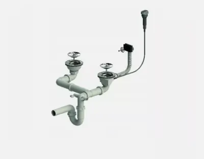 Produktbild von Ablaufgarnitur Spüle Doppel Siphon Siebkorb Abfluss Küche Automatisch