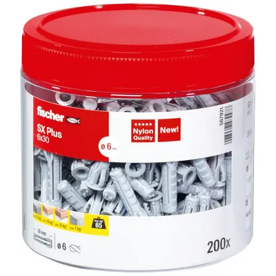 Zdjęcie produktu dla fischer 567921 fischer SX Plus 6x30 567921 Spreizdübel Ø 6 mm x 30 mm, 200 St.