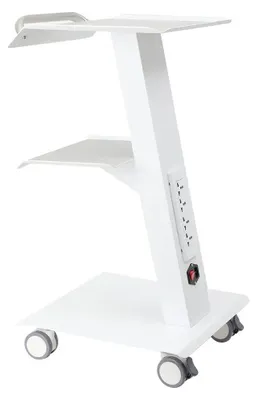 Image de Chariot médical mobile - Chariot dentaire et de salon à 3 niveaux - Structure métallique - Barre d'alimentation 220V pour appareils haute performance - Adapté aux cliniques et aux salons de beauté - Blanc