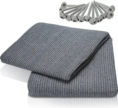 Produktbild von Campingteppich Vorzeltteppich aus HDPE 240 g/m², 250 x 550 cm, Blaugrau, 1 Teppich mit 13 Heringen, UV-stabil und beidseitig nutzbar