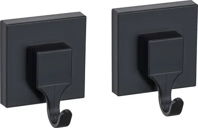 Produktbild von WENKO Vacuum-Loc® Wandhaken Mod. Quadro Schwarz, 2er Set, Befestigen ohne Bohren