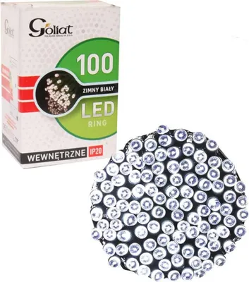 Immagine prodotto di Luci per albero di Natale alimentate a rete 100 LED ad anello, Colore bianco freddo, Lunghezza filo 1,5 metri, Uso interno IP20
