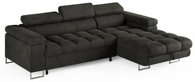 Produktbild von ECKSOFA CLOUD Rechts Dunkelgrau L-Form Velours-Stoff mit Schlaffunktion und Bettkasten
