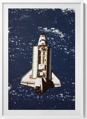 Produktbild von NASA-Raumschiff– Wandbild mit Rahmen – Gerahmtes Bild  – Wanddekoration – 70x100 cm –  Weiß Rahmen