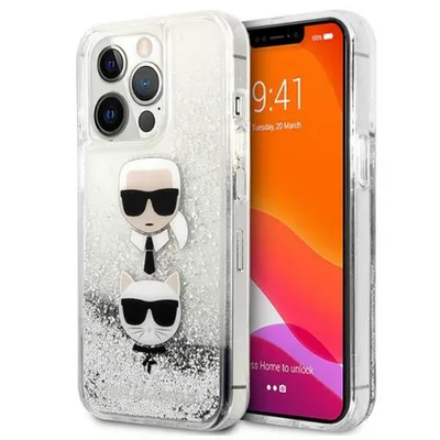 Image de Karl Lagerfeld Klhcp13Xkicgls Iphone 13Pro Max 6,7 Srebrny/Silver Hardcase Liquid Glitter Karl&Choupette Head