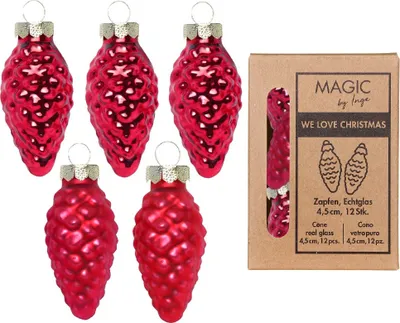 Produktbild von Christbaumschmuck Zapfen 4,5cm Glas 12 Stück - Ochsenblut