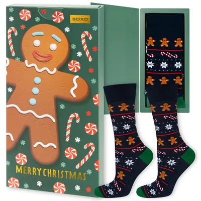 Produktbild von SOXO Herrensocken "Kekse im Karton" Lustiges Weihnachtsgeschenk