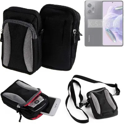 Produktbild von K-S-Trade Holster Schutz Hülle kompatibel mit Xiaomi Redmi Note 12 Pro+ Handy Hülle Gürteltasche Umhängetasche mit Zusatzfach schwarz