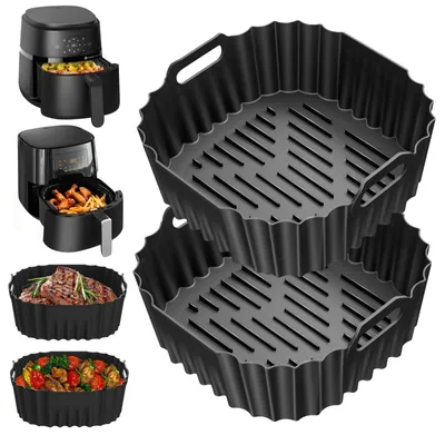 Airfryer-Silikonform 2er-Set für Philips 4,2L, schwarz