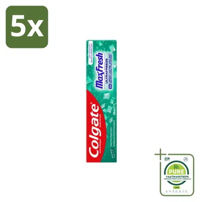 Zdjęcie produktu dla 5 sztuk pasty do zębów Colgate Max Fresh Clean Mint, pojemność 100 ml, opakowanie zbiorcze