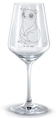Produktbild von Mr. & Mrs. Panda Weinglas Plumplori Glücklich - Transparent - Geschenk, Rotwein, Kelch, wein glas, Lustige Sprüche, graviert, Glück, Niedlich, Bordeauxglas