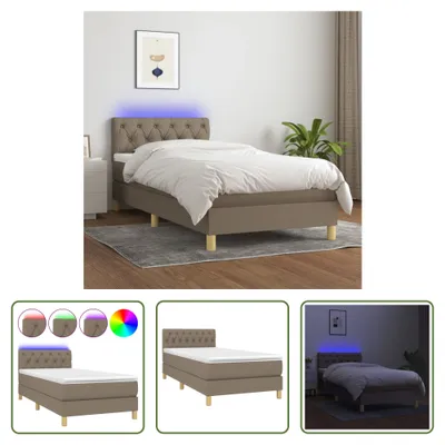 Produktbild von The Living Store Boxspringbett mit Matratze & LED Taupe 80x200 cm Stoff