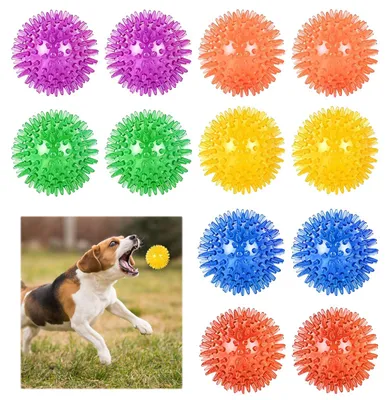 Produktbild von Halorin 12 Stück Quietschende Hundebälle, Klein Quietschspielzeug Hund, 6,5 cm Gummbälle für Hunde, Hundespielzeug Ball, Zahnreinigung und Training für kleine und mittelgroße Hunde