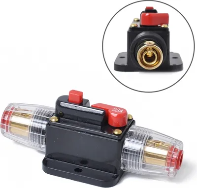 Productafbeelding van DC 12-24V Zekeringhouder voor auto, stereo en audio, met een zekering van 50A