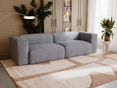 Produktbild von GrainGold 3-Sitzer Sofa Landi - Gepolstertes Sofa -Moderne Cord Sofa - Wohnzimmer Sofa - Grau (Lincoln 85)