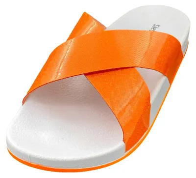 Produktbild von Siebi's Pantoletten für Damen im Schlupf-Design mit bequemer Passform Orange-Weiß