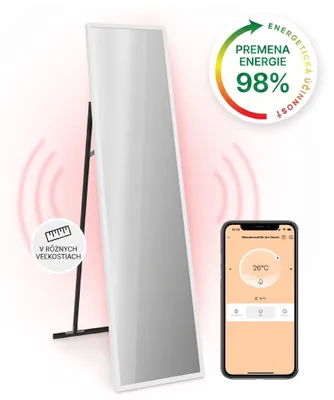 Obrázok produktu pre Klarstein Infračervený ohrievač, zrkadlový infražiarič, infražiarič s termostatom, ohrievač s detekciou otvorených okien a ovládaním cez aplikáciu, ohrievač bez tvorby CO2, infražiariče IP24, 900 W