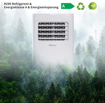 Zdjęcie produktu dla SHINCO BTU7000 Klimatyzator przenośny 3 w 1: chłodzenie, osuszanie i wentylacja, cichy, R290, timer, z kółkami i pilotem zdalnego sterowania