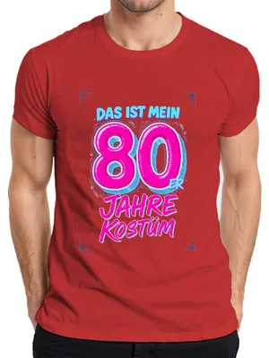 Immagine prodotto di Maglietta da uomo divertente con motivo anni '80, neon, retrò, per feste e compleanni, colore rosso, taglia S