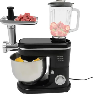 Obrázok produktu pre Kuchynský robot – multifunkčný prístroj 3 v 1 – 1500 W – mlynček na mäso – miesič cesta – mixér 6+1 rýchlostí – odšťavovač 1,5 l – nerezová misa 6 l