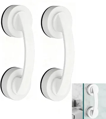 Obrázek produktu pro Dvě otočné kliky na sprchové a kuchyňské dveře – 19 × 6 cm – kliky do kuchyně a na ledničky – snadná montáž – odolné otočné kliky – vhodné na koupelnové a posuvné dveře, ledničky a skříně – bílá barva