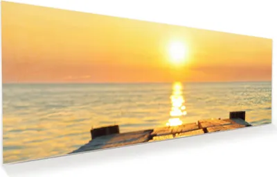 Produktbild von Glasbild 100x40cm in XXL für Wohnzimmer, Schlafzimmer Motiv Sonnenuntergang Meer