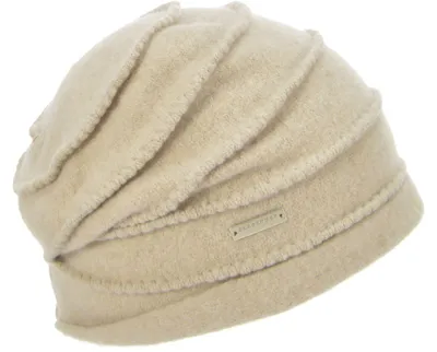 Seeberger Walkmütze aus Schurwolle mit ZickZack-Biesen in beige