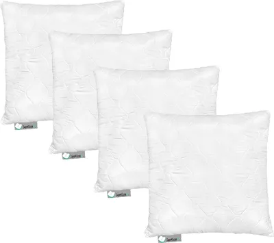 Produktbild von 4er Set Kopfkissen aus Mikrofaser 80x80 cm mit Polyester Kissenfüllung - waschbares Innenkissen geeignet für Allergiker - Couchkissen, Sofakissen, Dekokissen - Medical Sleep Weiß