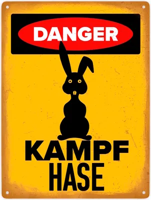 Produktbild von Danger Kampf Hase Metallschild XXL in 28x38 cm mit Hasen Silhouette