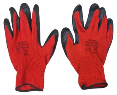 Produktbild von STORMLITE Arbeitshandschuhe mit rotem Latex-Grip, Größe M – Robust und rutschfest für sicheren Halt