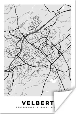 Produktbild von MuchoWow® Poster Karte - Velbert - Karte - Deutschland 40x60 cm - Plakate für die Wand - Poster Babyzimmer
