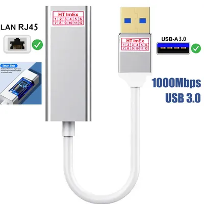 Produktbild von Silber USB 3.0 zu RJ45 1000 Mbps Ethernet Externe LAN Adapter Karte Netzwerk