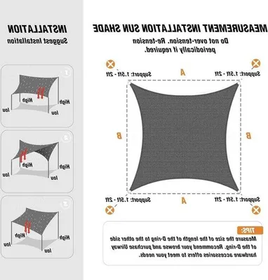 Productafbeelding van Famanu zonnescherm, rechthoekig, 2 x 3 meter - Waterdicht, 95% UV-bescherming, antraciet