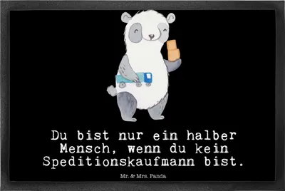 Produktbild von Mr. & Mrs. Panda fußmatte Speditionskaufmann Herz 40 x 60 cm - Schwarz - Geschenk, Bodenvorleger, Schmutzmatte, Schmutzfangmatte, Fußabtreter, Fußabstreifer