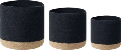 Produktbild von BELIANI Set aus 3 Aufbewahrungskörben Baumwolle Jute Schwarz und Natur Boho