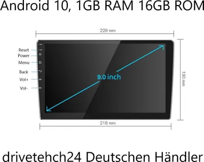 Produktbild von 9 Zoll Android 10 Universal Autoradio 2 Din Stereo GPS 3D Navigation Bluetooth