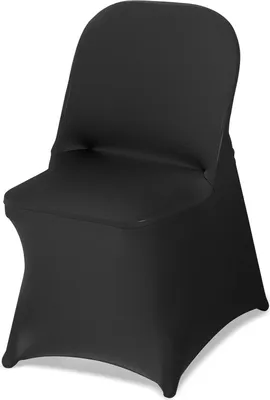 Image de Housses de chaises VEVOR Housse de chaise en stretch 150 pcs. lavable & amovible en polyester Élasthanne pour mariage banquet salle à manger, convient pour chaises pliantes (45 x 46 x 77 cm) Noir