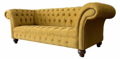 Obrázek produktu pro Chesterfield Žlutá pohovka Čalounění 3 místné pohovky Sedací soupravy třímístné