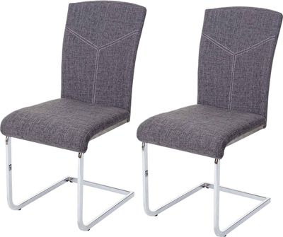sada 2 jídelních židlí HWC-F36, konzolová kuchyňská židle, konferenční židle  látka/textil, šedá
