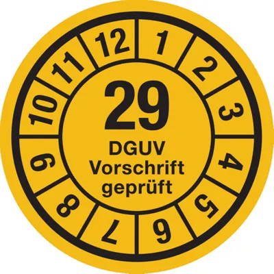 Produktbild von Dreifke® Jahresprüfplaketten, DGUV Vorschrift , - 35 mm Dokumentenfoli...