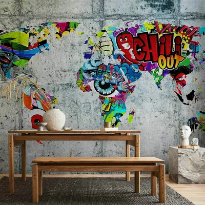 Produktbild von Vlies Fototapete - Map - Graffiti 100x70 cm Karten k-A-0030-a-b