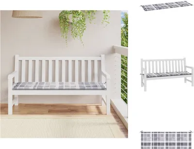 Produktbild von vidaXL Gartenbank-Auflage Grau Karomuster 150x50x3 cm Oxford-Gewebe -  Sitzpolster
