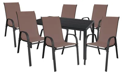 Produktbild von Gartengarnitur Sitzgarnitur 7-teilig L150xB90cm Aluminium / Nonwood