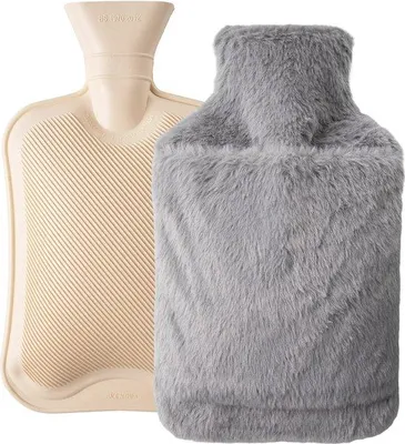 Produktbild von Famanu Wärmflasche groß, 2 l, auslaufsicher, mit Deckel, abnehmbar, aus Naturkautschuk, grau