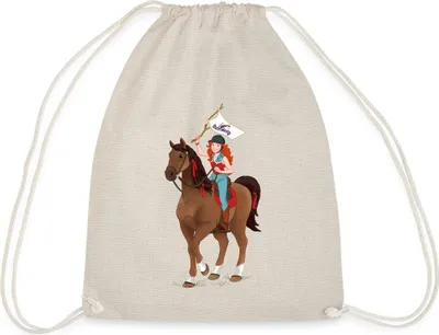 Produktbild von Spreadshirt Schleich Horse Club Hannah auf Pferd Cayenne Turnbeutel, One size, Natur